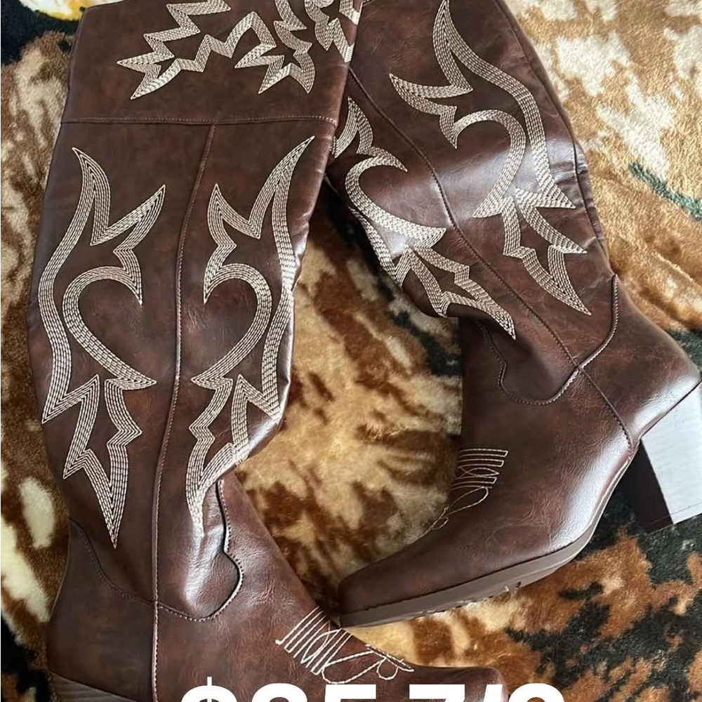 The Normal Brand Brown Heeled Boots with Western Flair
